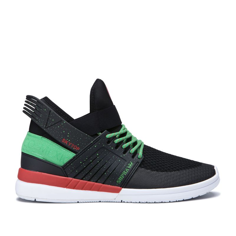 Supra Skytop V High Top Schuhe Herren - Schwarz/Grün GJT14750